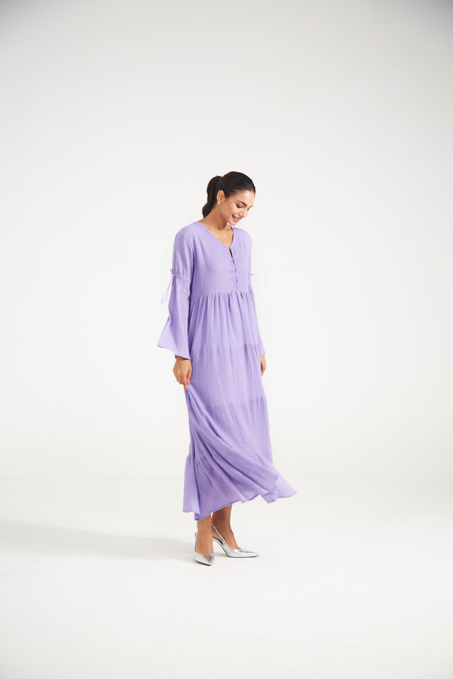 Lilac Tiered Midi Dress