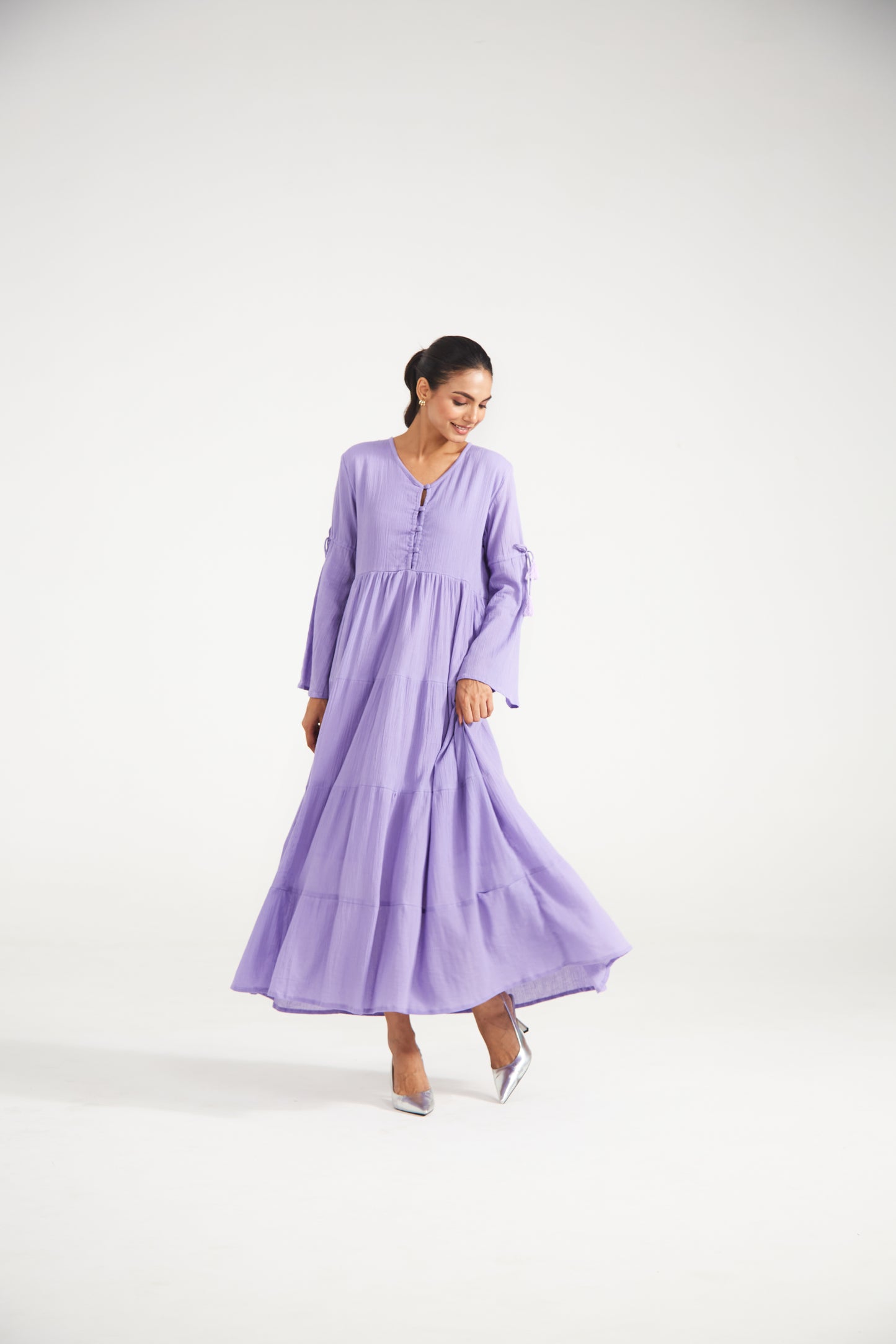 Lilac Tiered Midi Dress