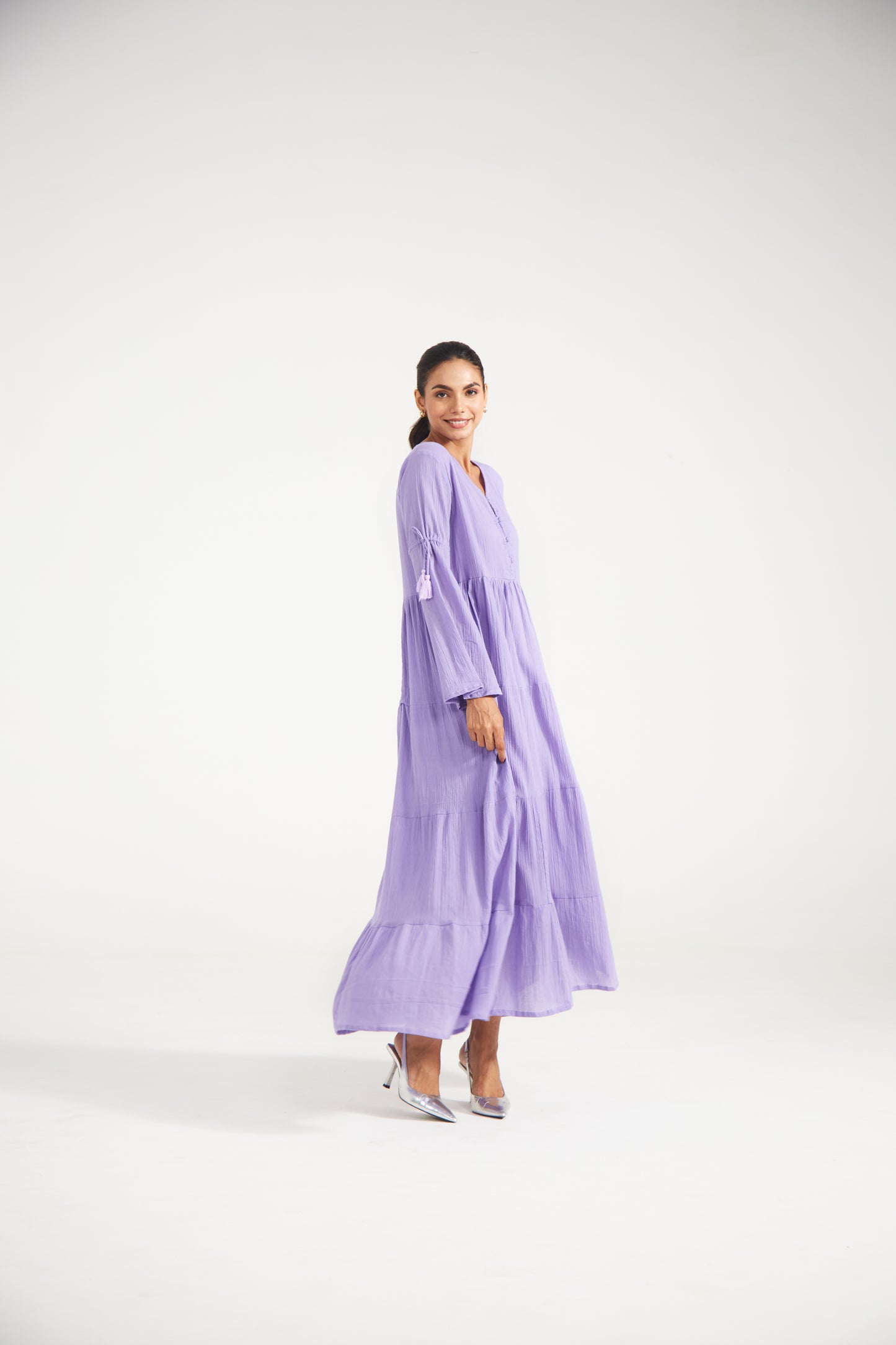 Lilac Tiered Midi Dress