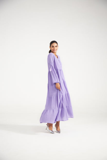 Lilac Tiered Midi Dress