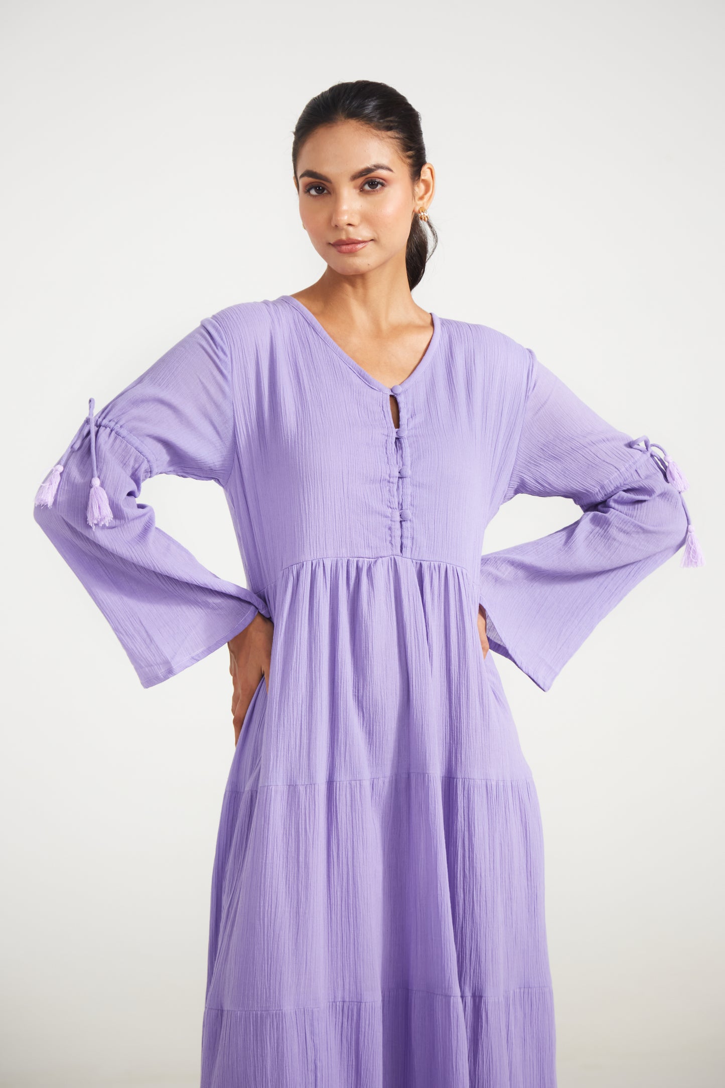 Lilac Tiered Midi Dress