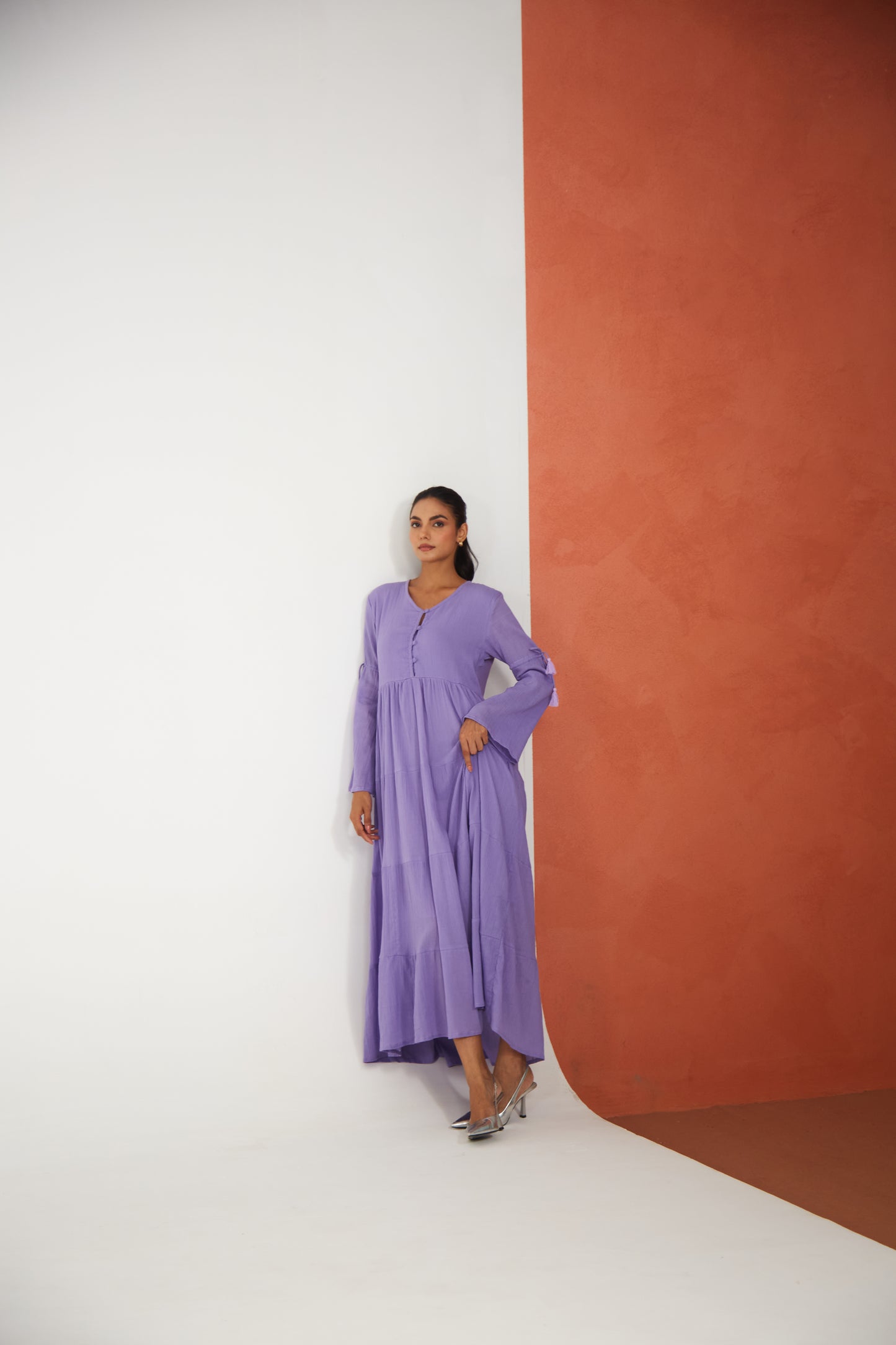 Lilac Tiered Midi Dress