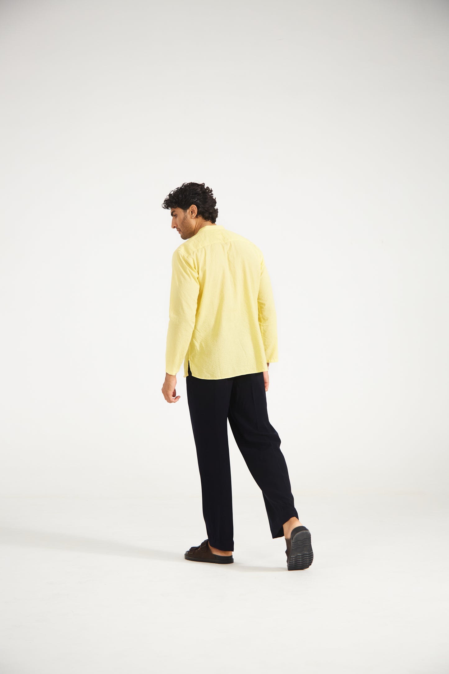 Yellow Kantha Cotton Kurta Shirt