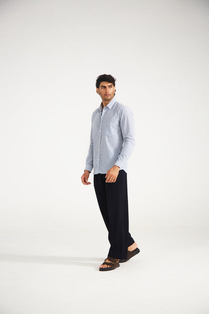 Blue Pinstripe Cotton Shirt