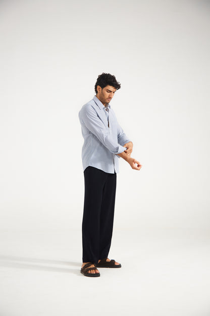 Blue Pinstripe Cotton Shirt