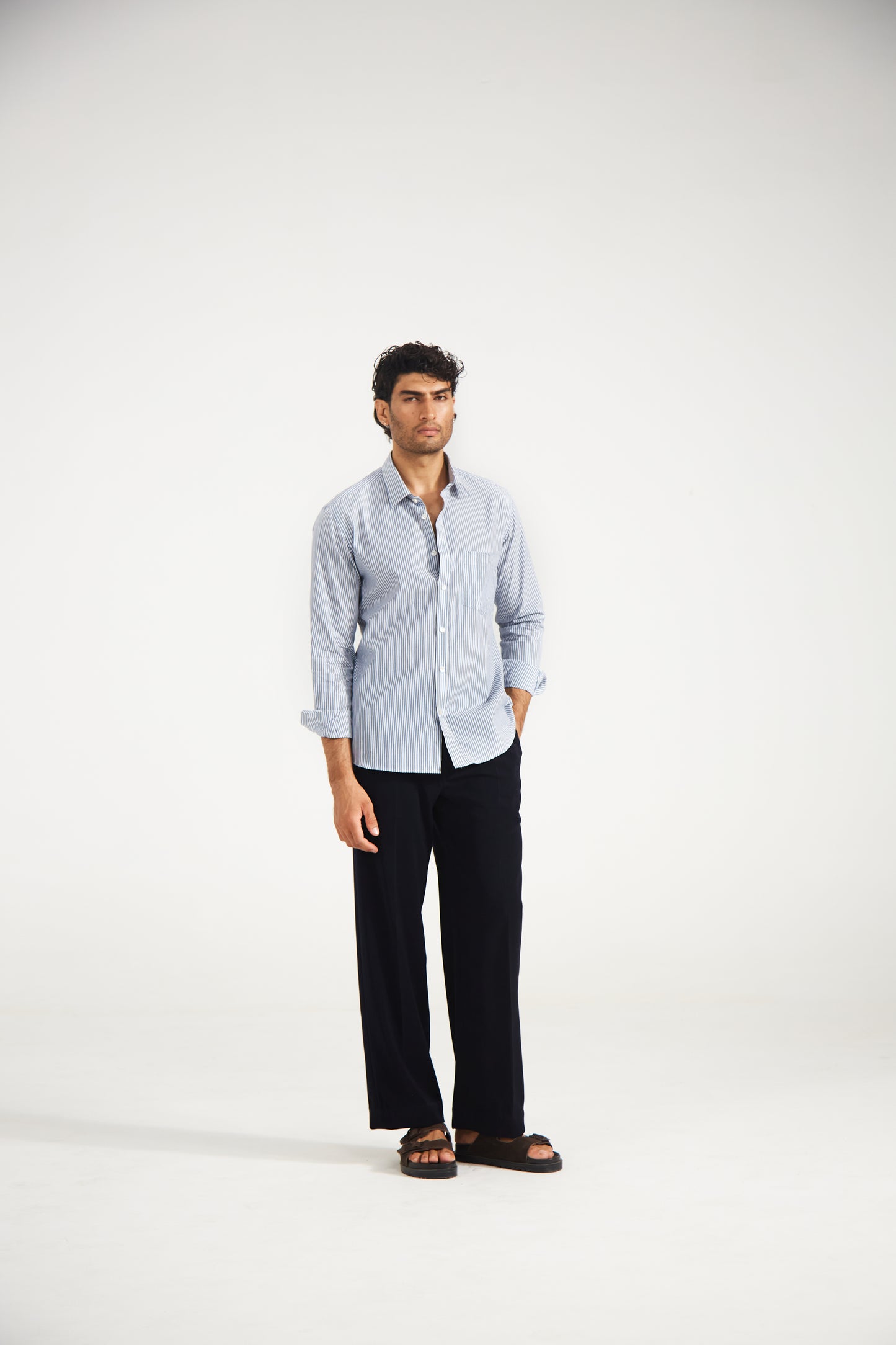 Blue Pinstripe Cotton Shirt