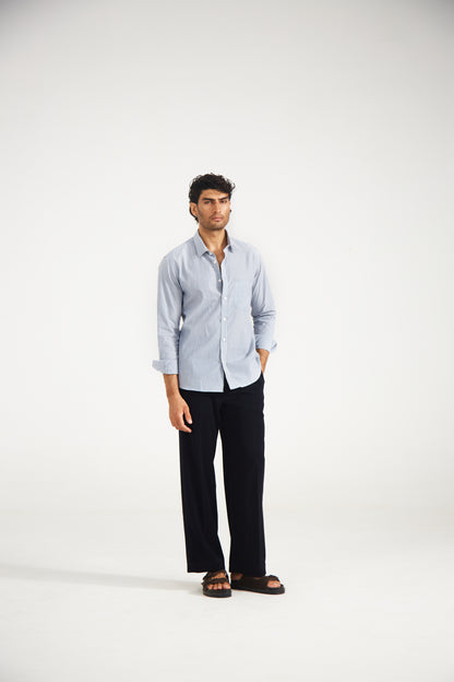Blue Pinstripe Cotton Shirt