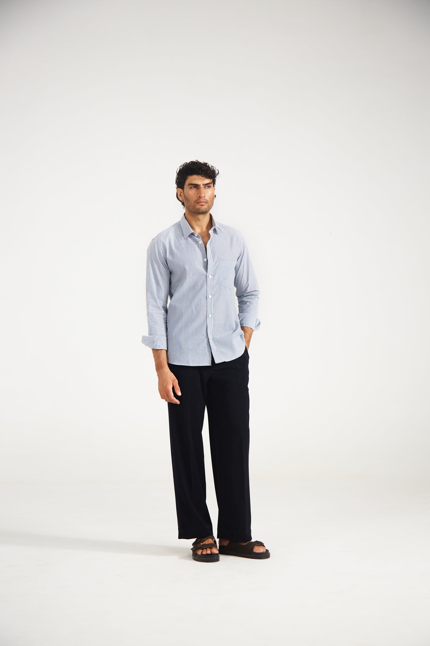 Blue Pinstripe Cotton Shirt