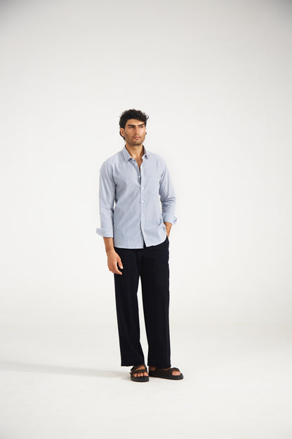Blue Pinstripe Cotton Shirt