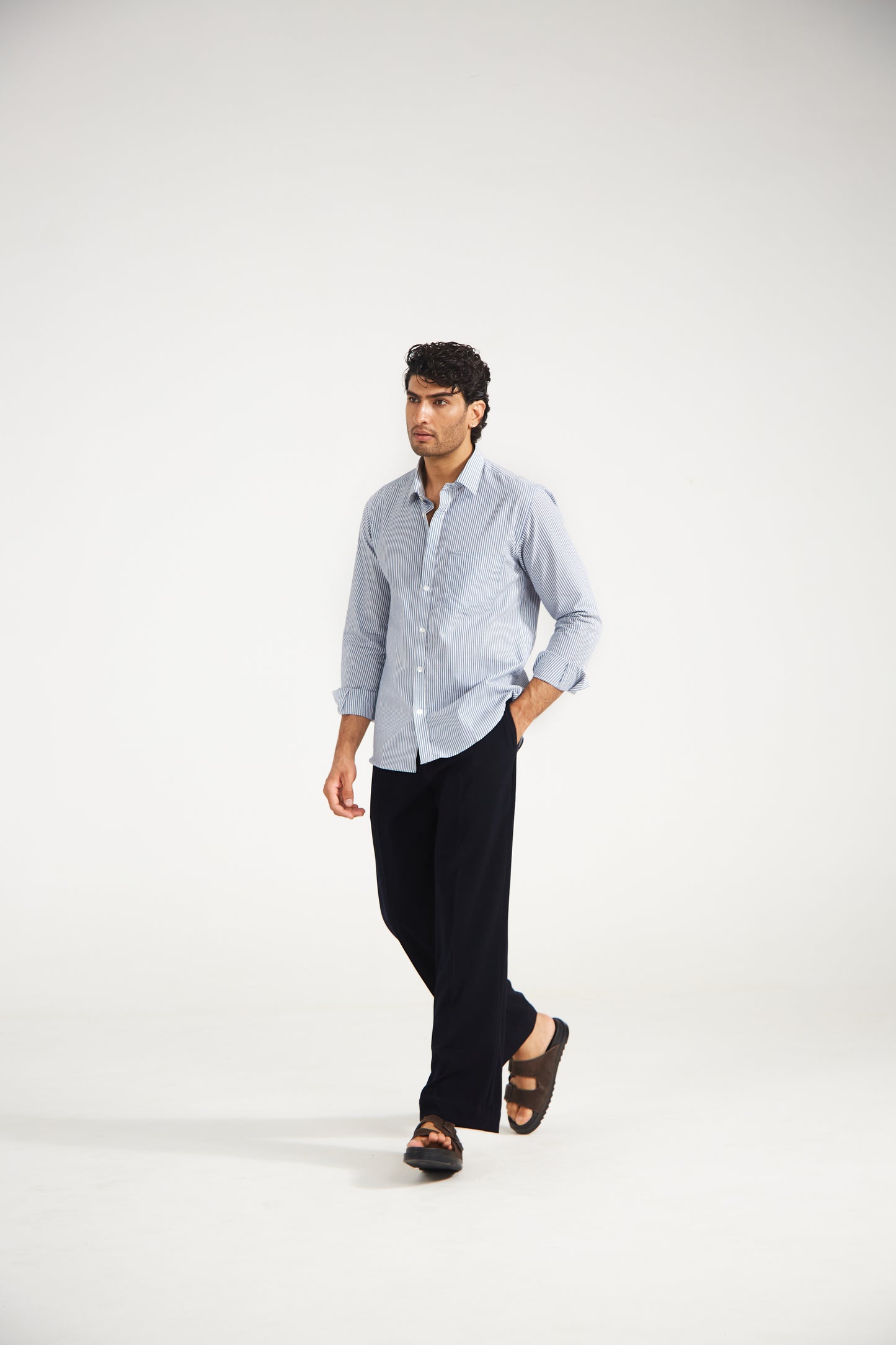 Blue Pinstripe Cotton Shirt