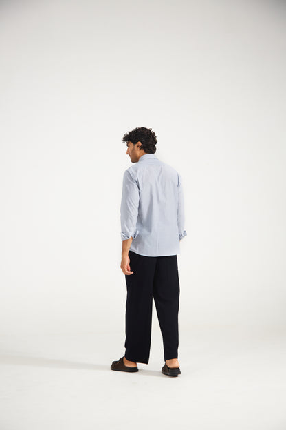 Blue Pinstripe Cotton Shirt