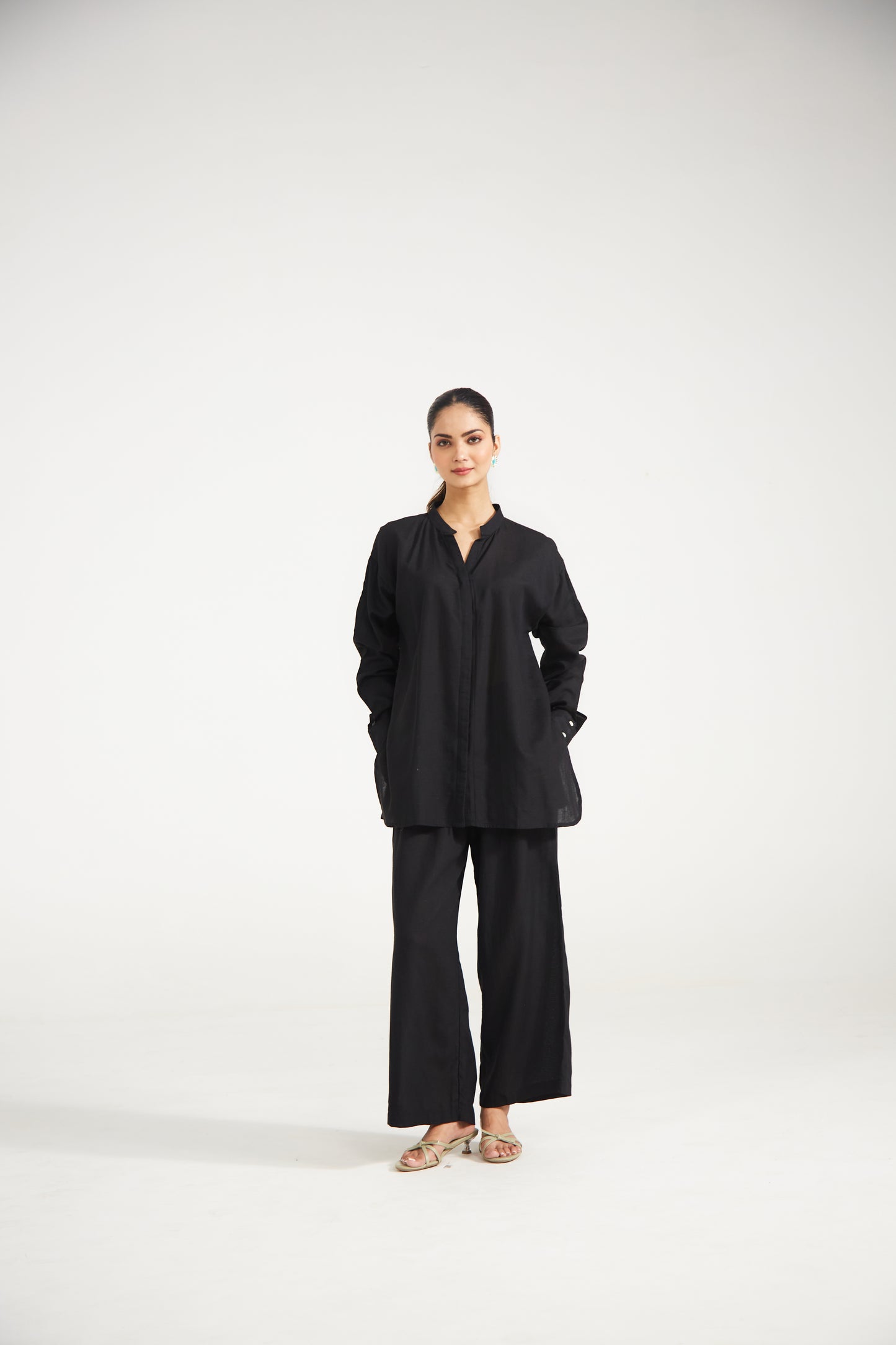 Black Cotton Co-ord Set (Set Of Two)