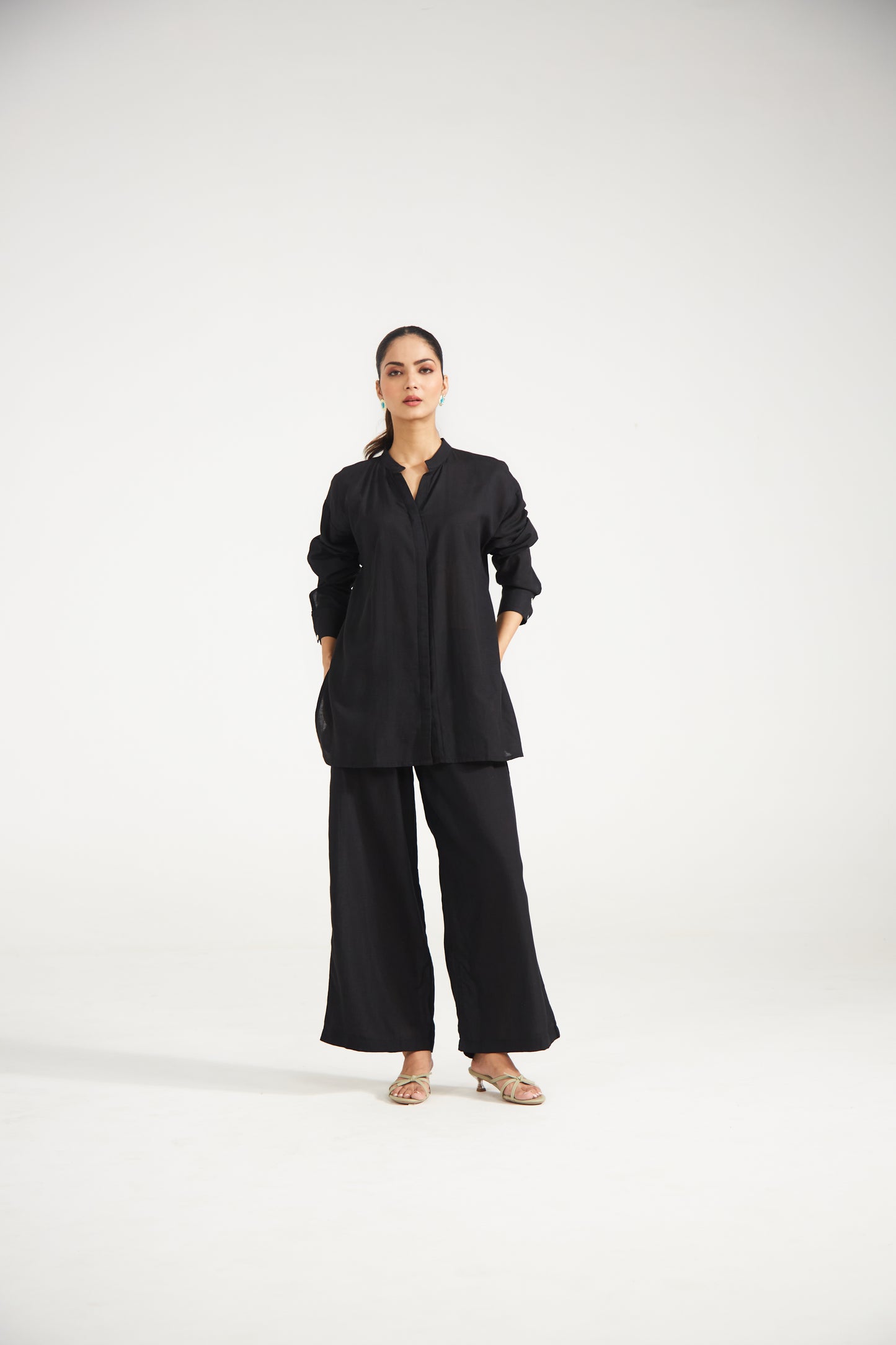 Black Cotton Co-ord Set (Set Of Two)