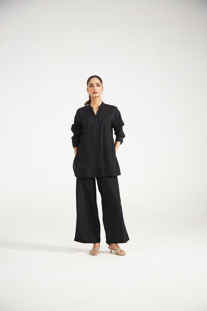 Black Cotton Co-ord Set (Set Of Two)