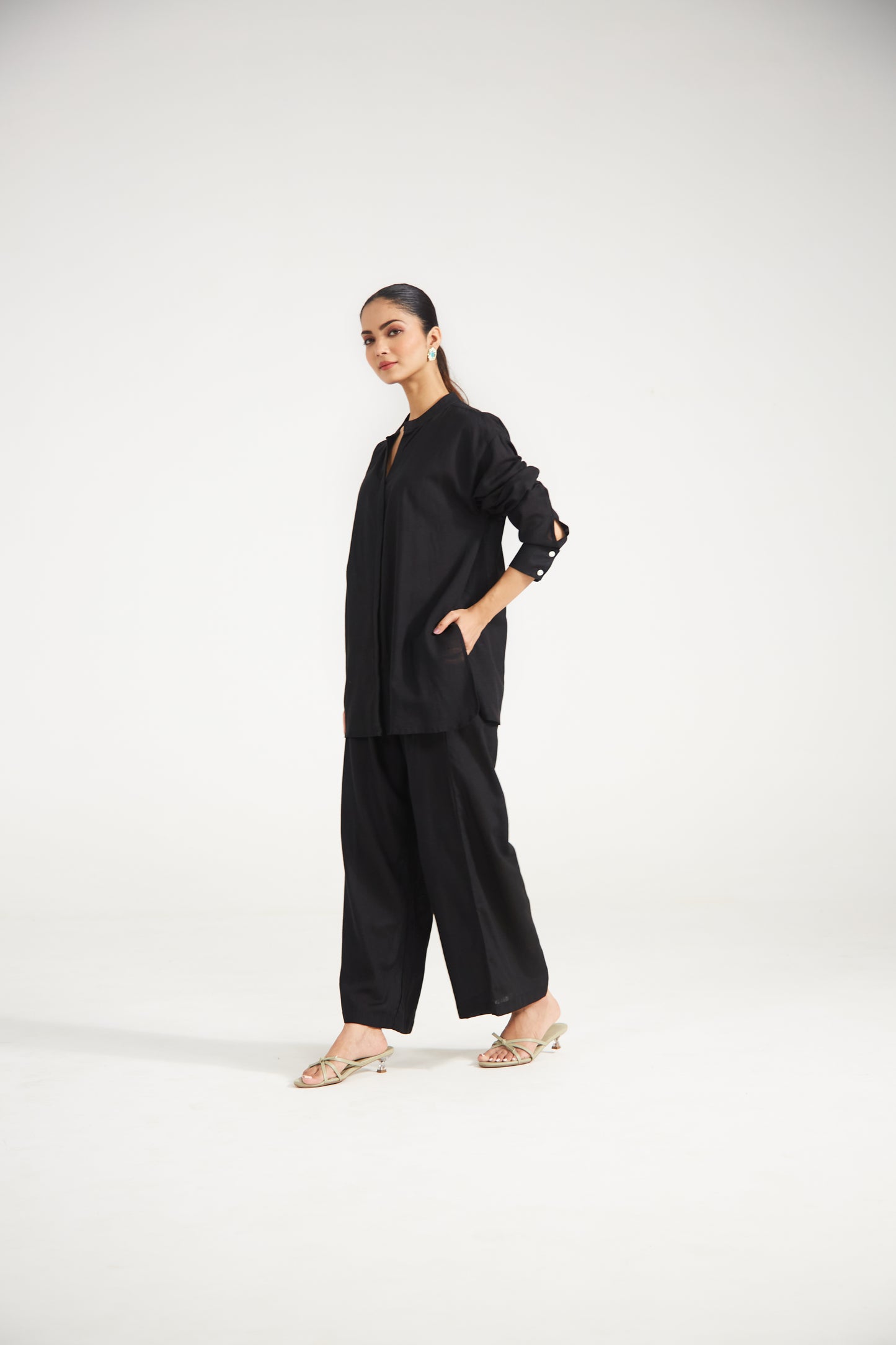 Black Cotton Co-ord Set (Set Of Two)