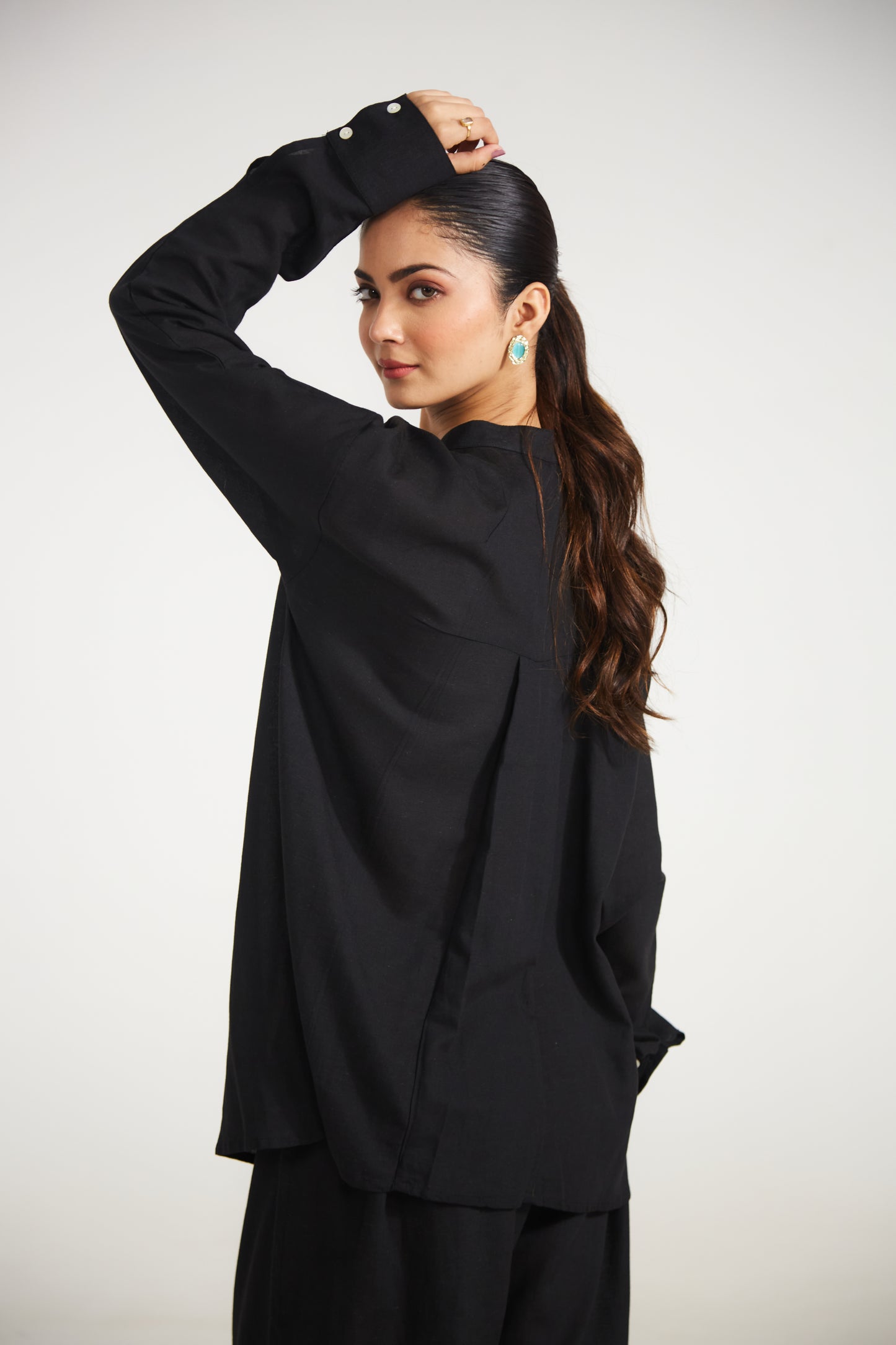 Black Cotton Co-ord Set (Set Of Two)