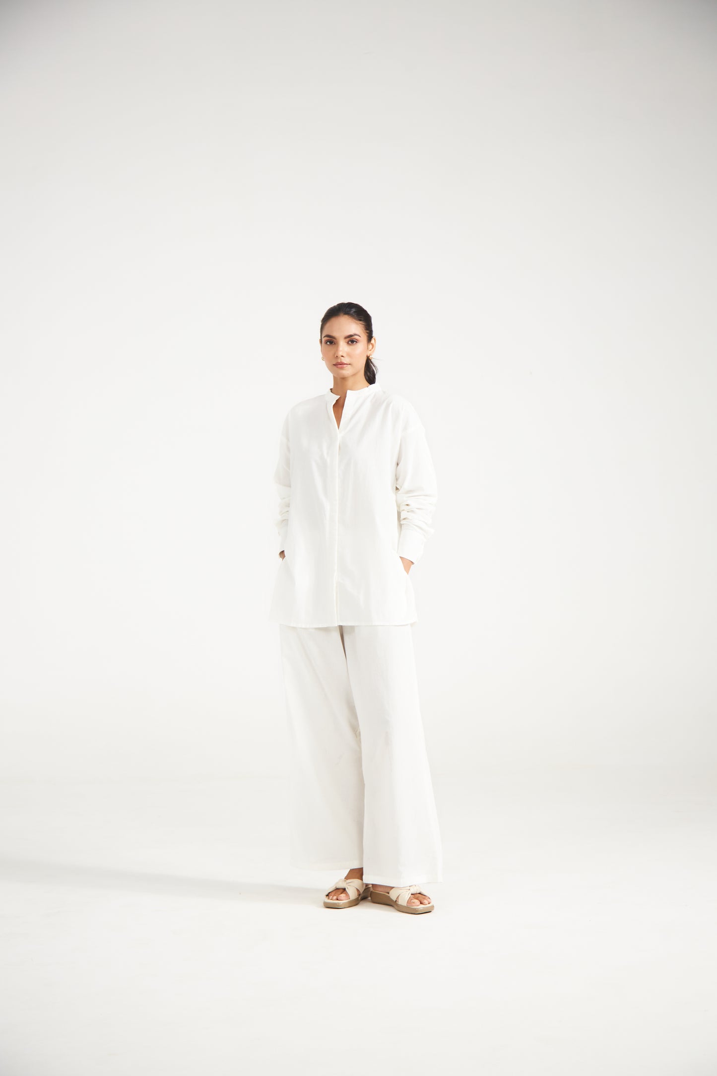 White Cotton Co-ord Set (Set Of Two)