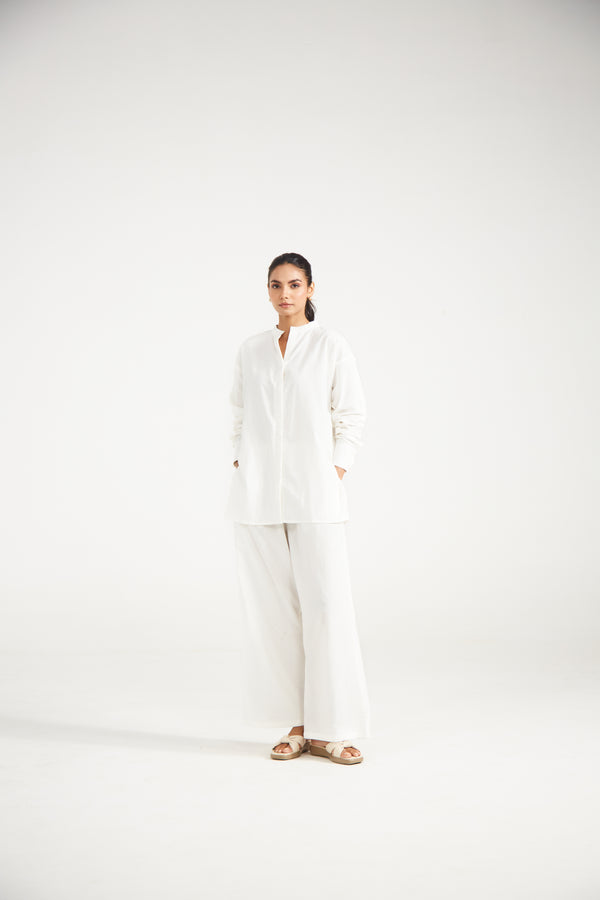 White Cotton Co-ord Set (Set Of Two)