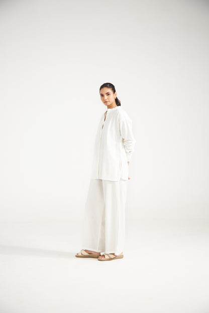 White Cotton Co-ord Set (Set Of Two)