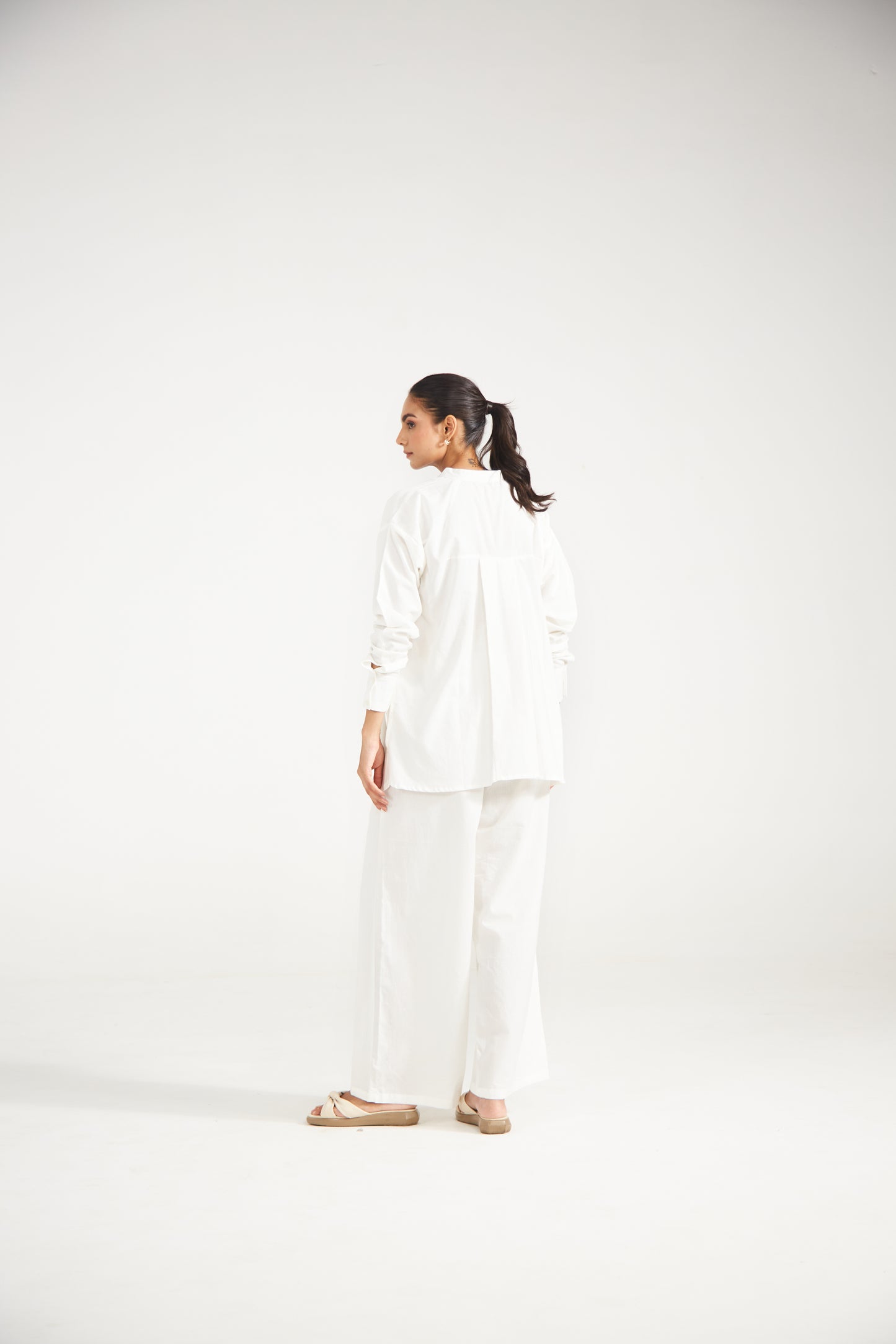 White Cotton Co-ord Set (Set Of Two)