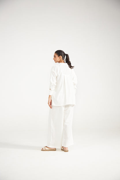 White Cotton Co-ord Set (Set Of Two)