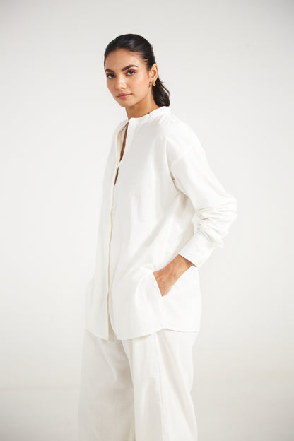 White Cotton Co-ord Set (Set Of Two)