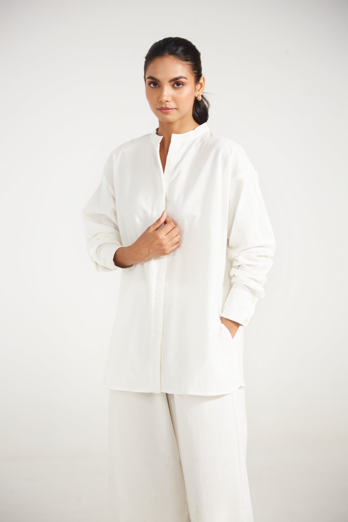 White Cotton Co-ord Set (Set Of Two)