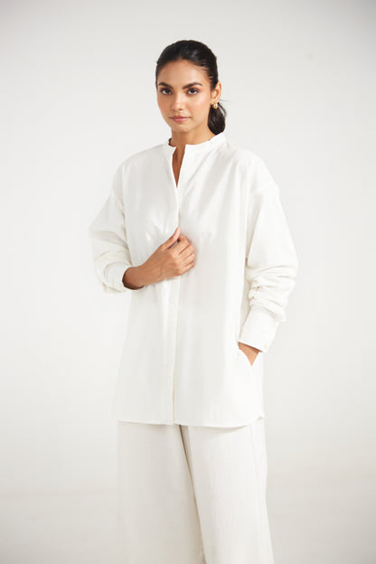 White Cotton Co-ord Set (Set Of Two)