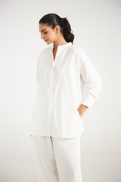 White Cotton Co-ord Set (Set Of Two)