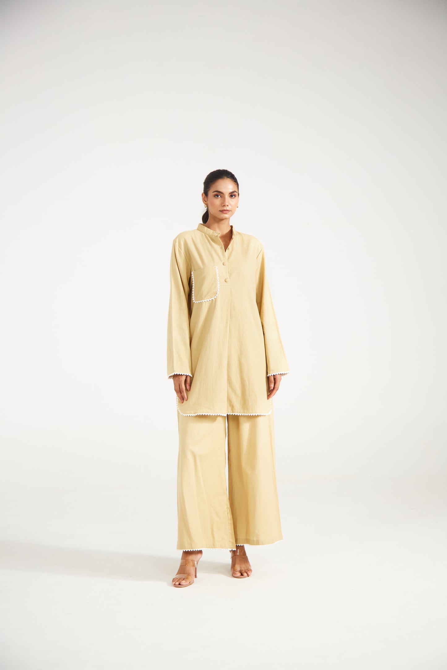 Soft Yellow Cotton Co-ord Set (Set Of Two)