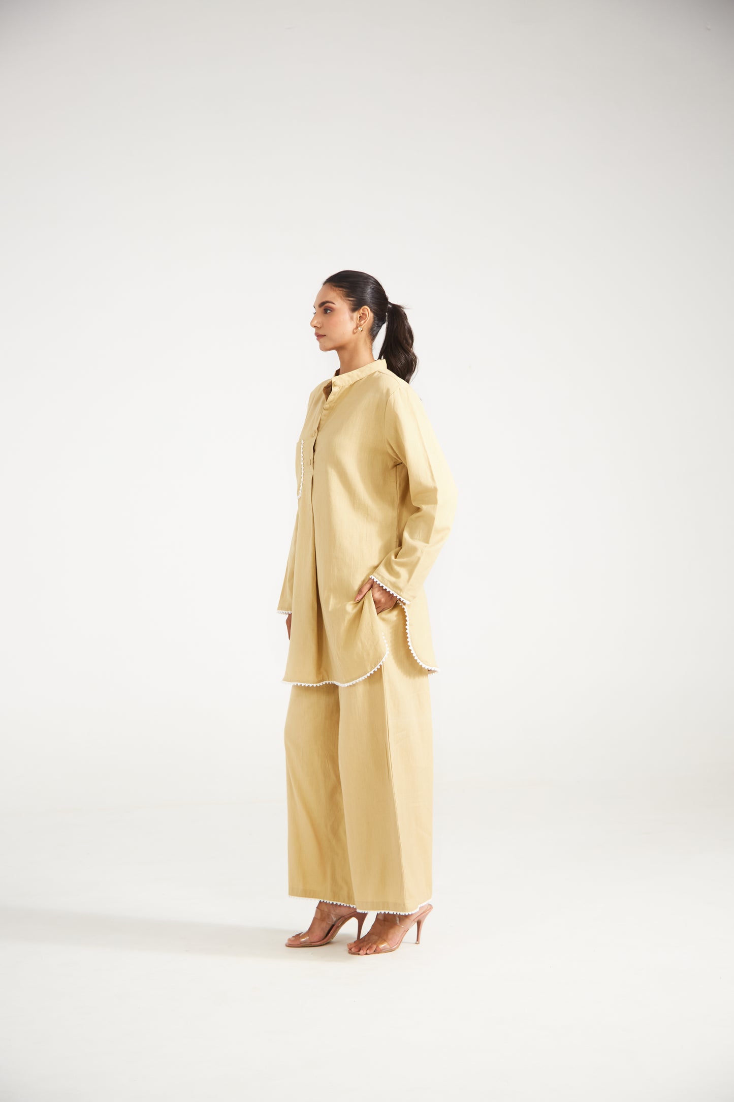 Soft Yellow Cotton Co-ord Set (Set Of Two)