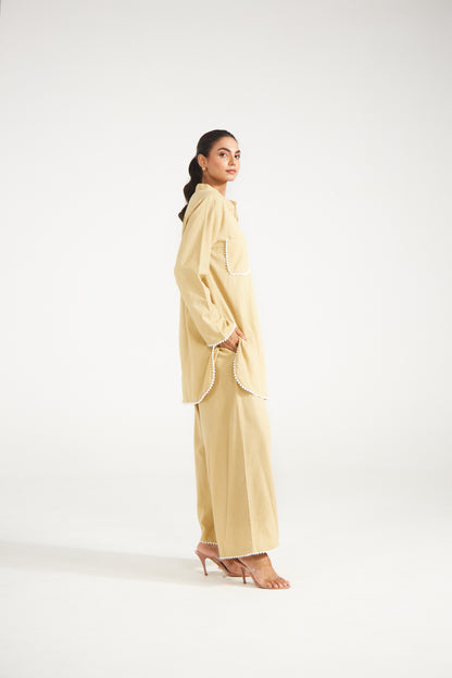 Soft Yellow Cotton Co-ord Set (Set Of Two)