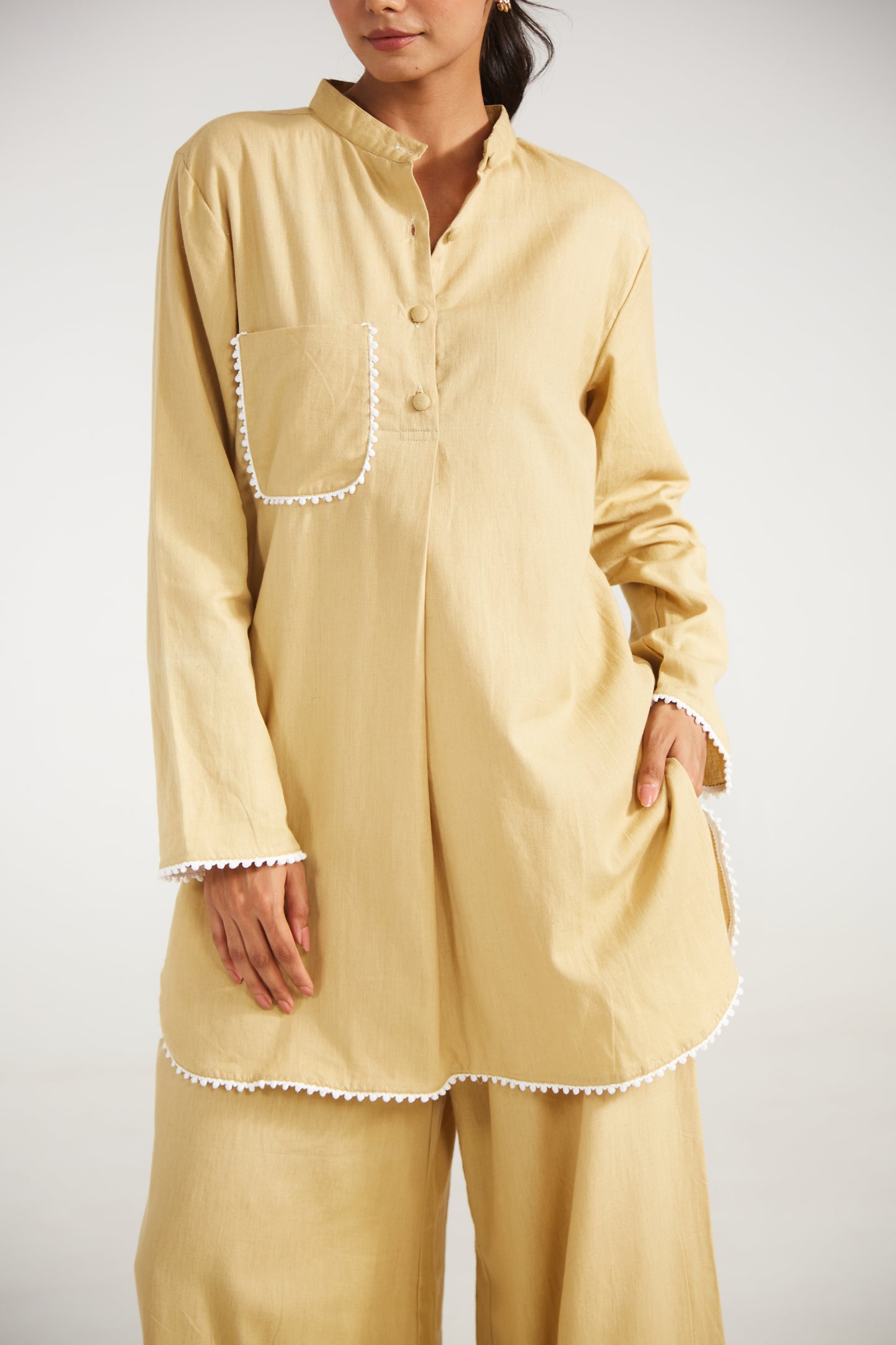 Soft Yellow Cotton Co-ord Set (Set Of Two)