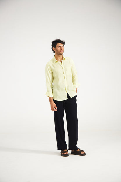 Men’s Solid Lime Pure Linen Shirt