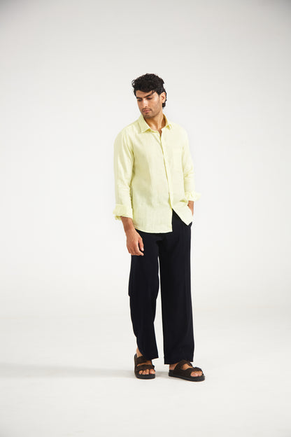 Men’s Solid Lime Pure Linen Shirt