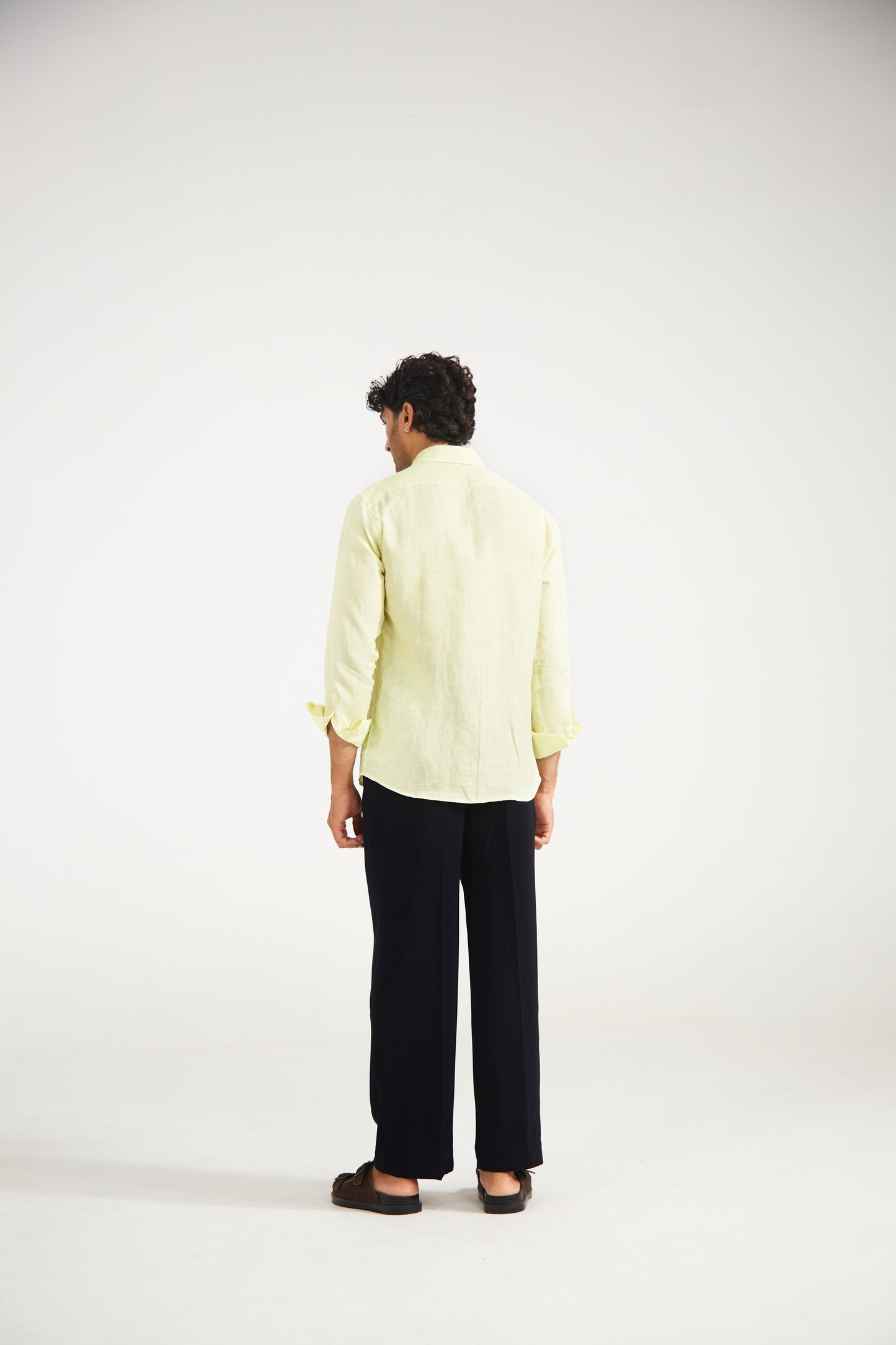 Men’s Solid Lime Pure Linen Shirt