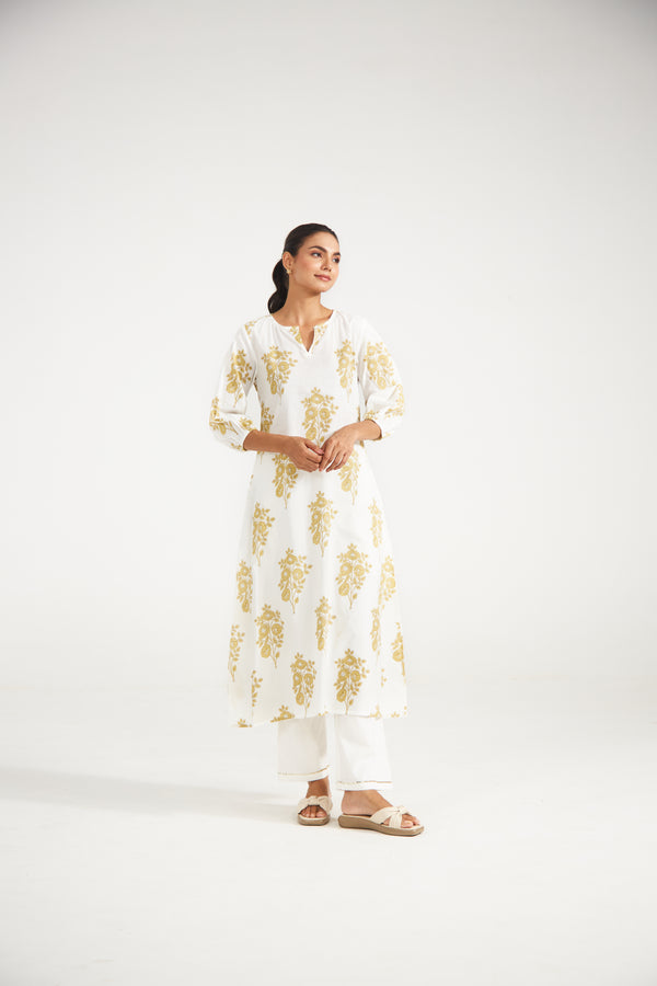 Ivory Floral Tunic Set (Set Of Two)