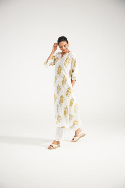 Ivory Floral Tunic Set (Set Of Two)