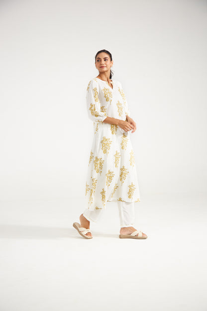 Ivory Floral Tunic Set (Set Of Two)