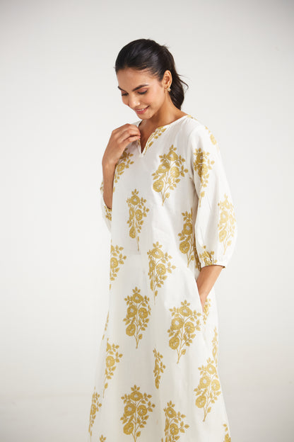 Ivory Floral Tunic Set (Set Of Two)