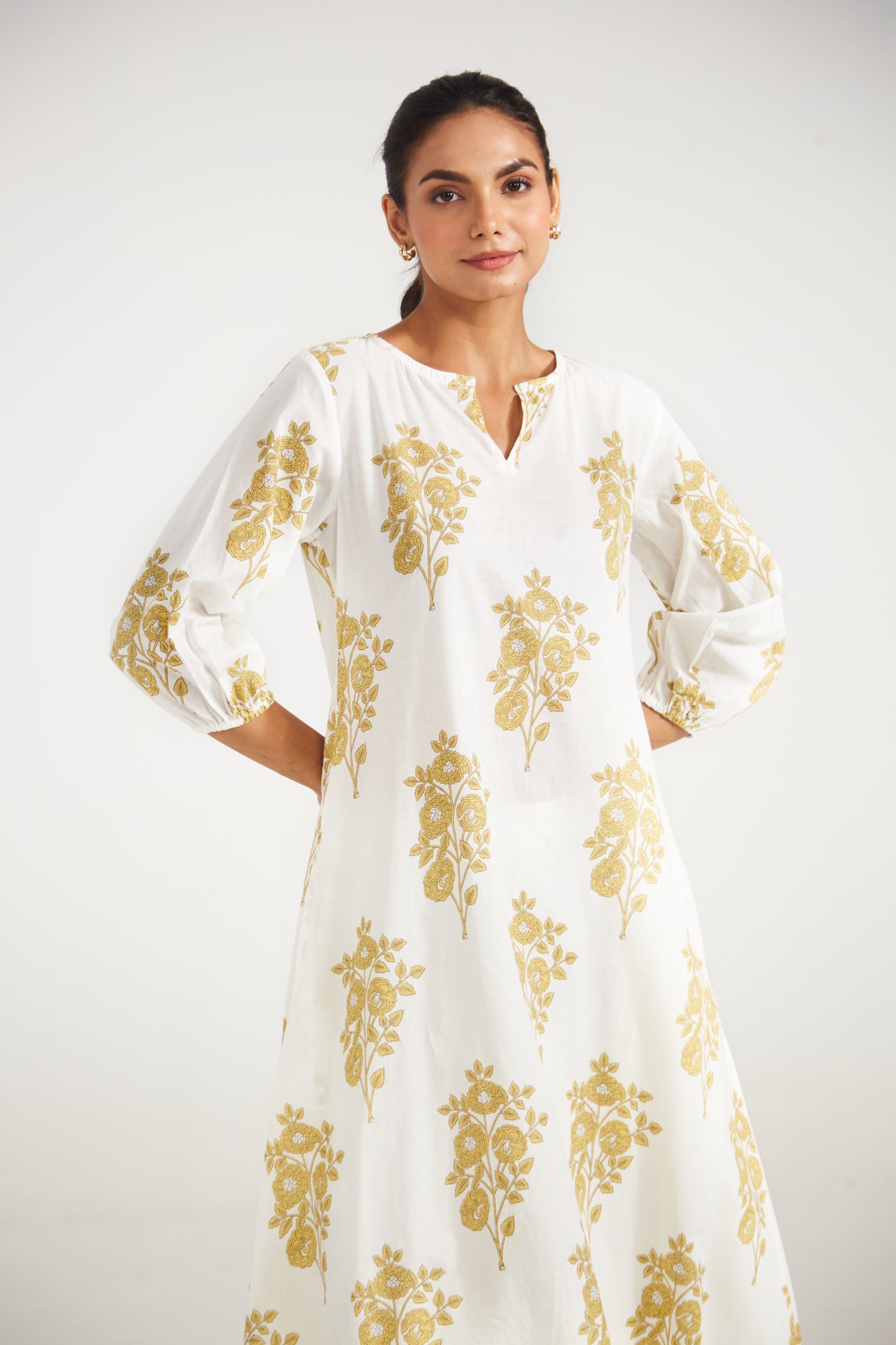 Ivory Floral Tunic Set (Set Of Two)