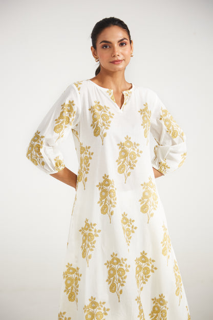 Ivory Floral Tunic Set (Set Of Two)