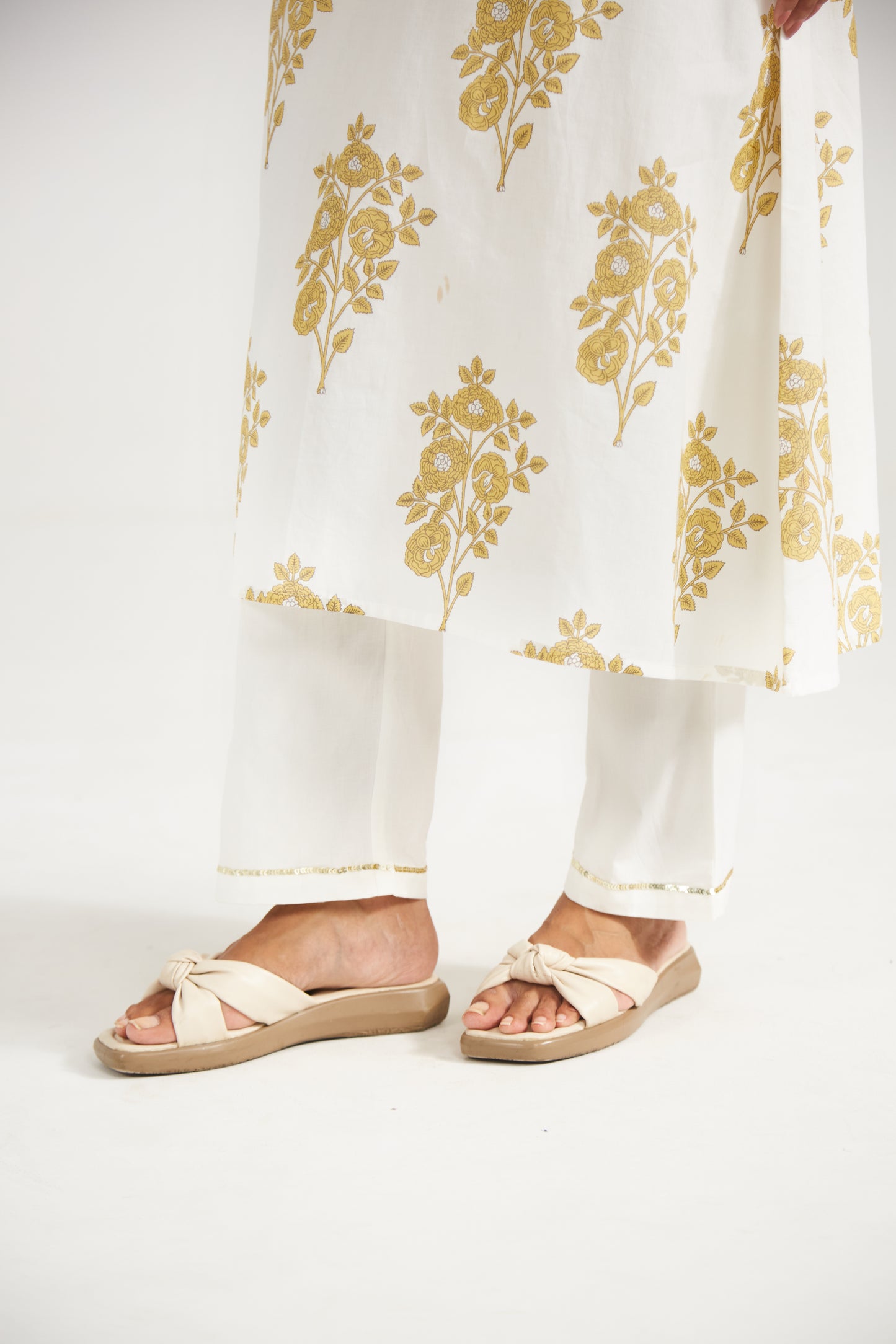 Ivory Floral Tunic Set (Set Of Two)