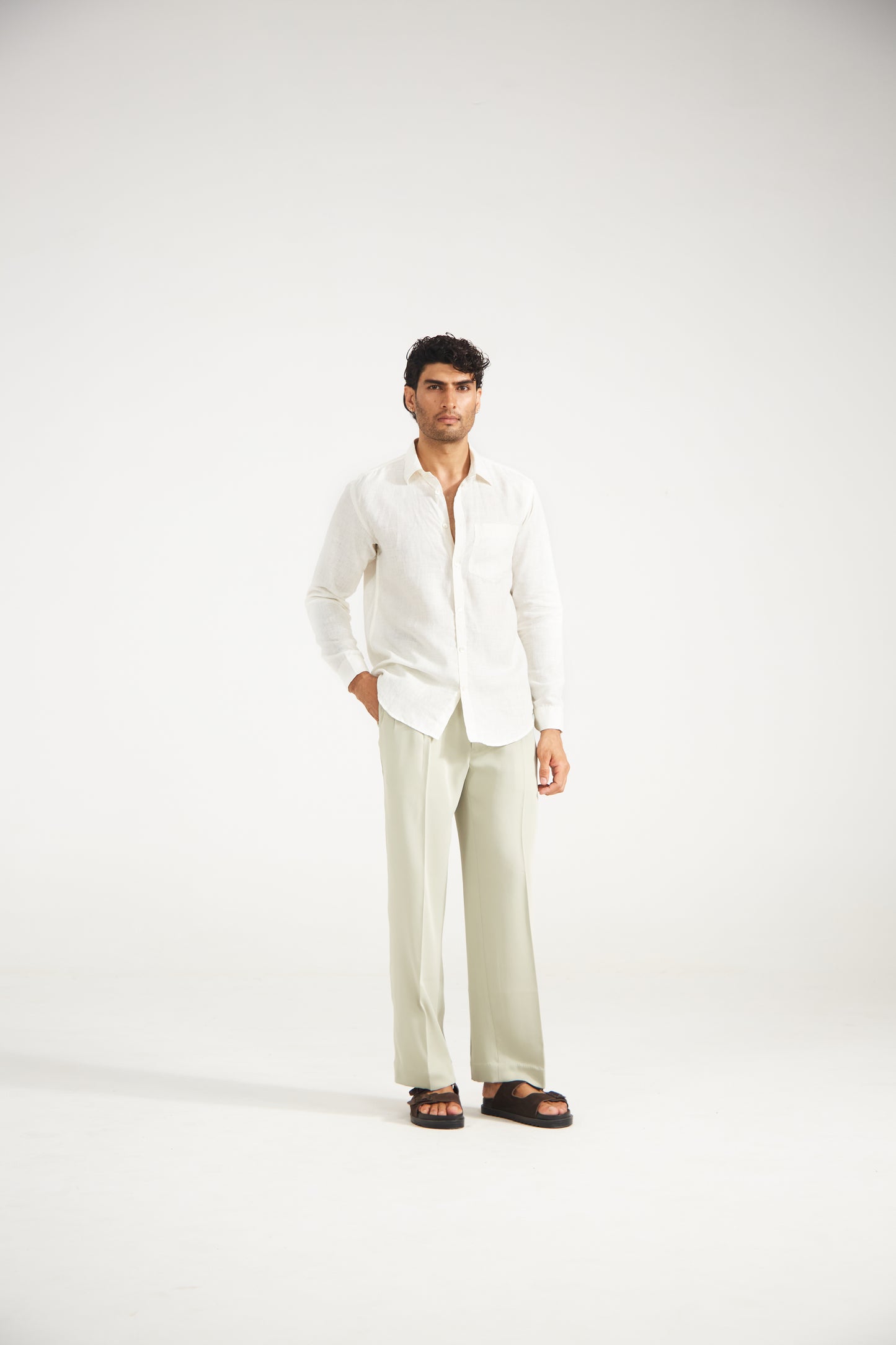 Muted pistachio Straight Fit Trousers