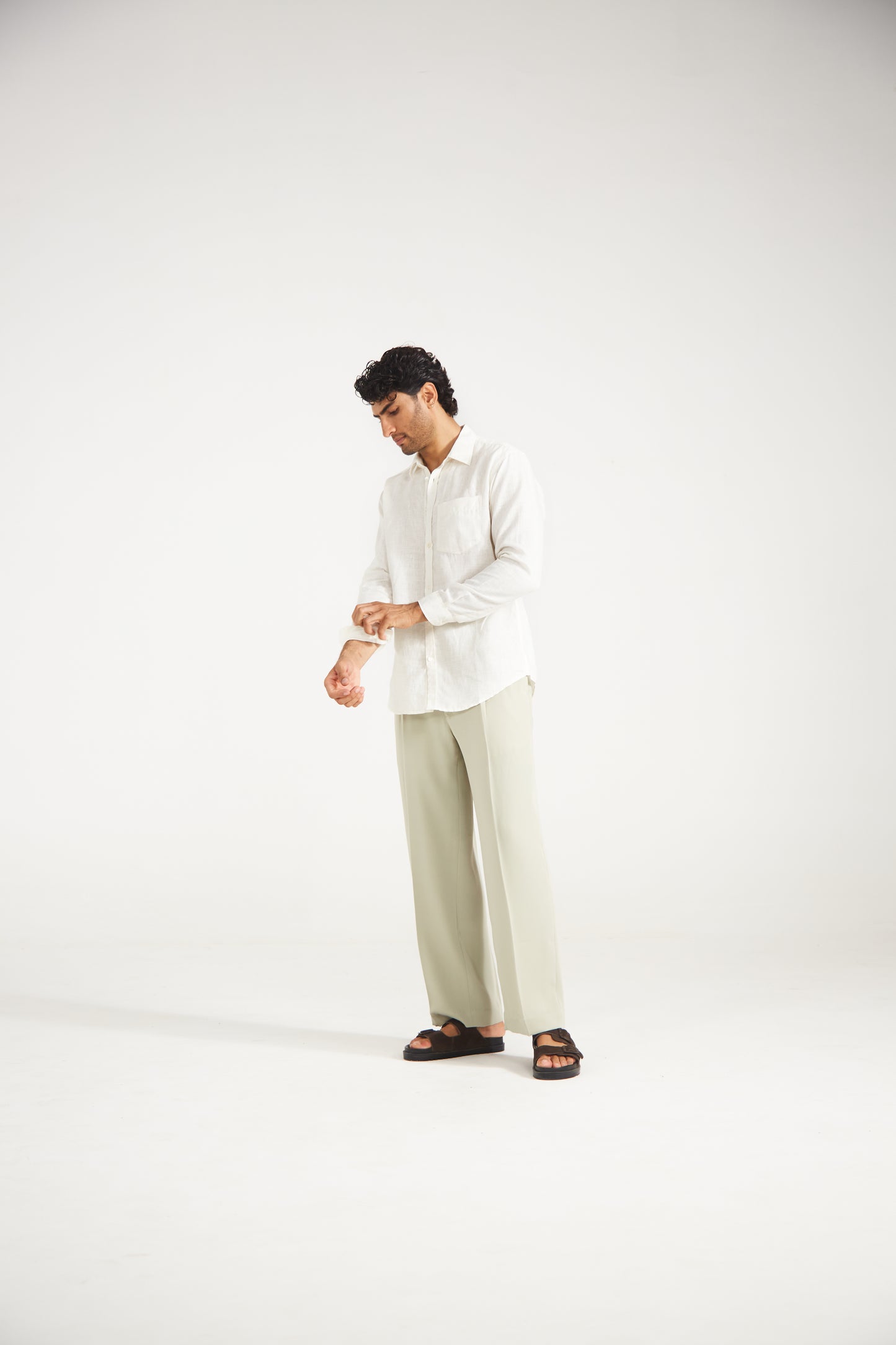 Men’s Solid White Pure Linen Shirt