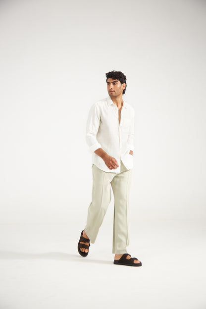 Muted pistachio Straight Fit Trousers
