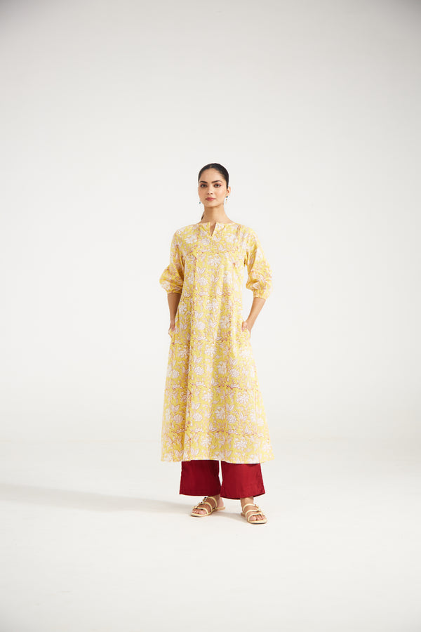 Yellow floral Tunic Set (Set Of Two)