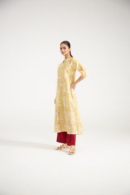 Yellow floral Tunic Set (Set Of Two)