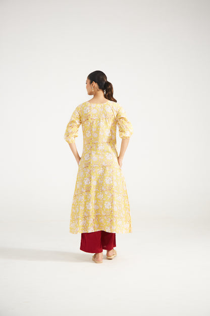 Yellow floral Tunic Set (Set Of Two)