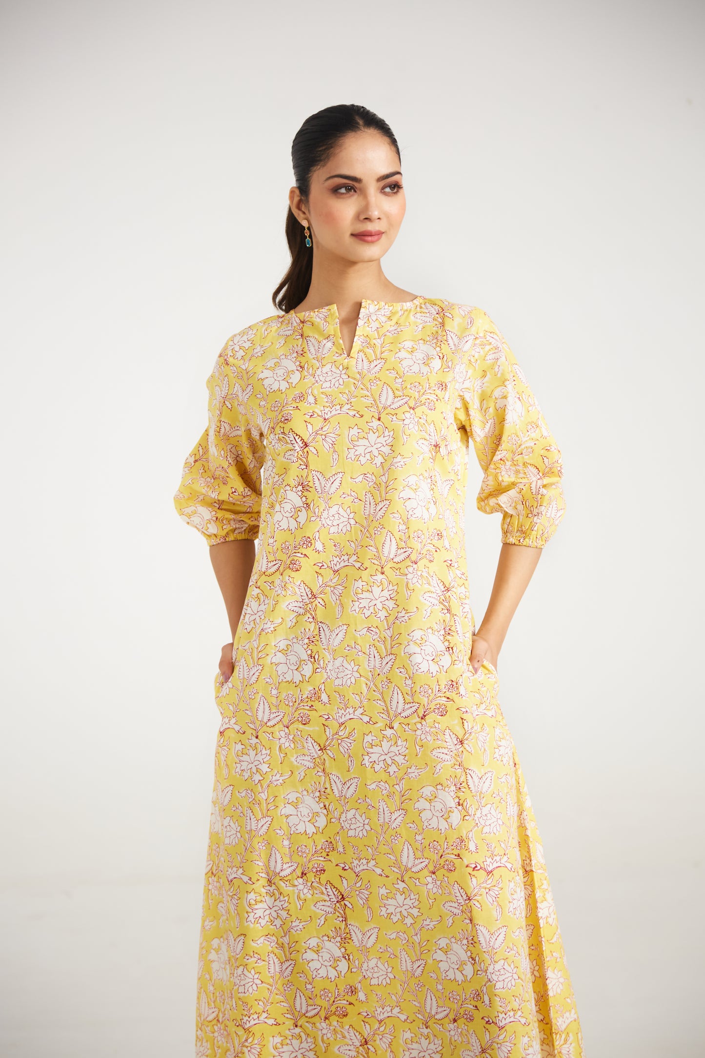 Yellow floral Tunic Set (Set Of Two)